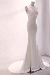 Simple Mermaid Satin White Long Wedding Dresses Brides Dress
